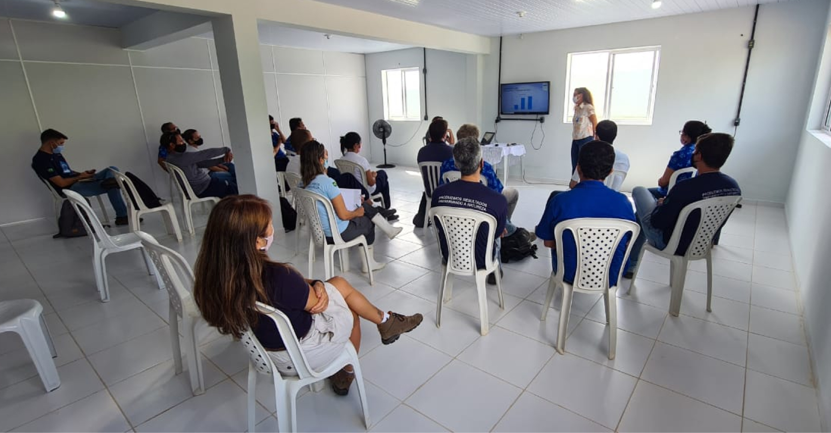 Colaboradores da Larvicultura Camanor em ruenião de fechamento do ano